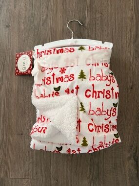 Baby Throw Blanket Baby’s First Christmas Sherpa Plush NWT 30x40 Gift​